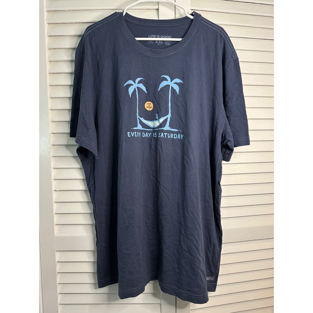 Life Is Good Mens Size XXL Crusher Lite Every Day Is Saturday Blue SS T-Shirt